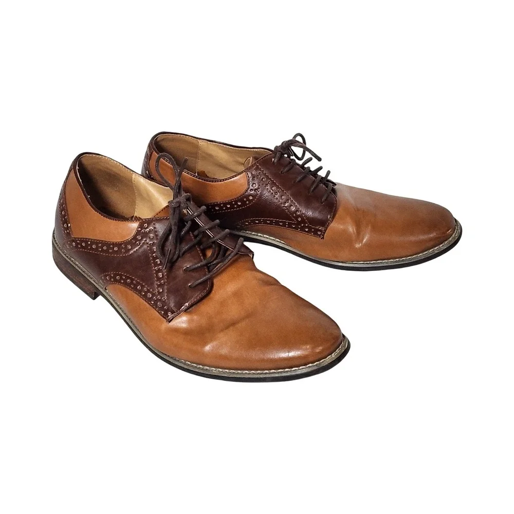 Drexlite Hunter Mens Brown Two Tone Wingtip Brogue Oxford Dress Shoes Size 10M